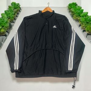 Adidas Windbreaker Men’s XL Black White Pullover Jacket Long Sleeve Vintage 90s
